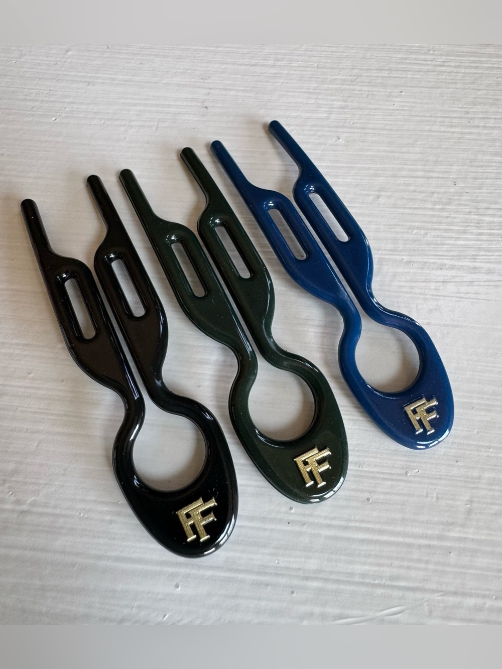 Fiona Franchimon No 1 Hairpin Trio - Black, Emerald Green, Royal Blue
